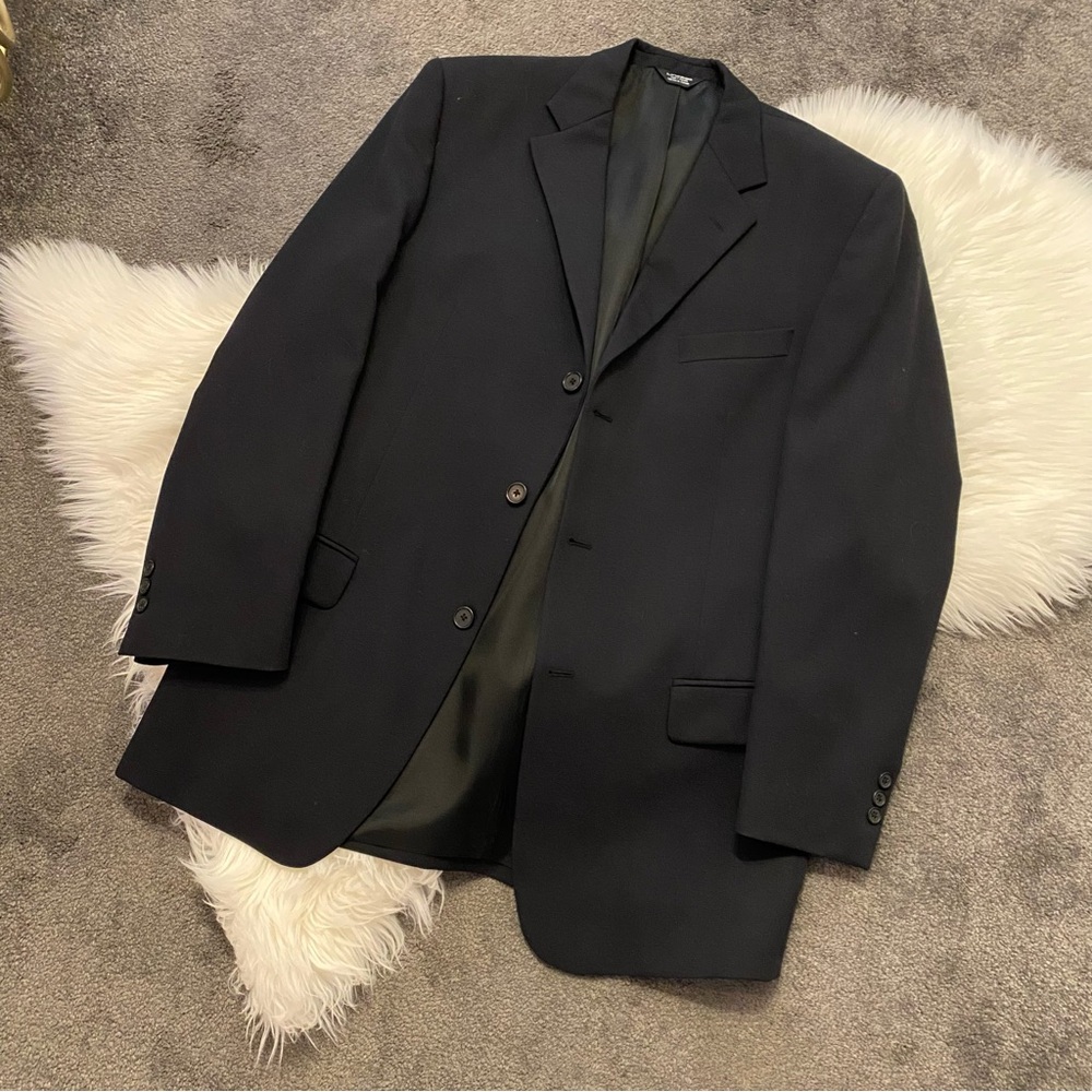 Elegant Black Men's Wool Blazer